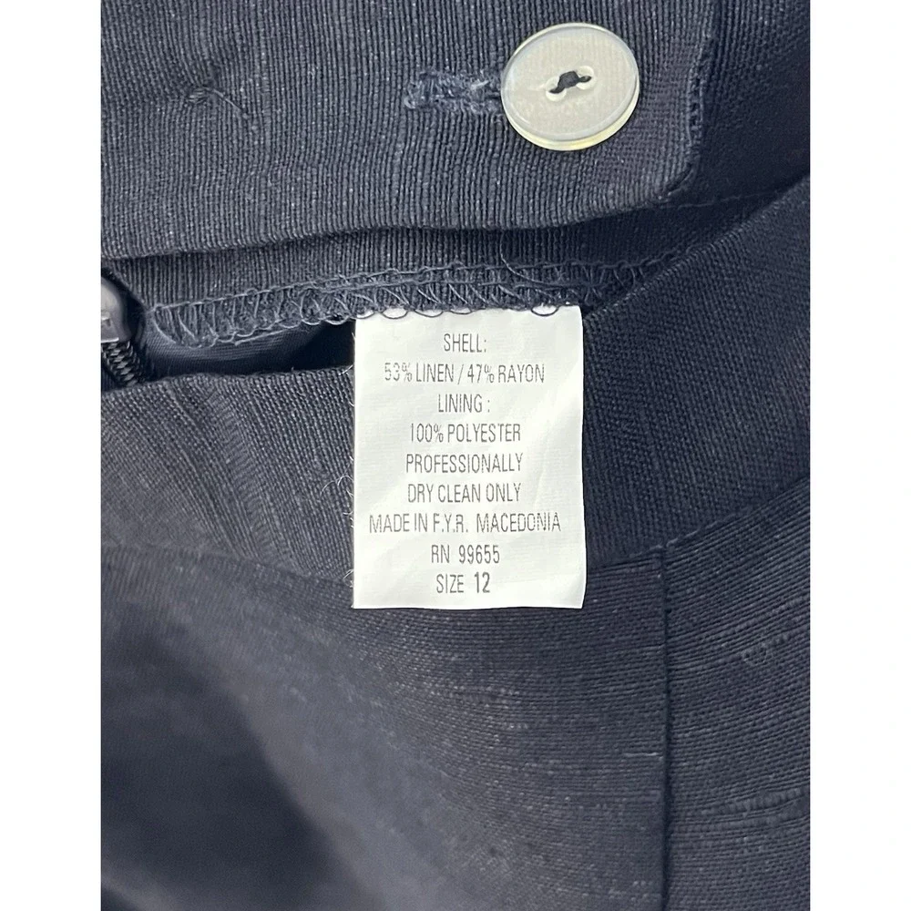 Vintage GH Signature Linen Blend Blazer Skirt Suit Womens Sz 12 Blue Lined New